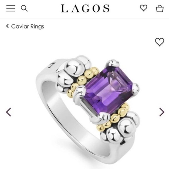 Lagos ring - amethyst set in sterling silver with 18K gold Caviar beading - Picture 3 of 16